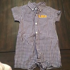 Purple Gingham LSU Romper